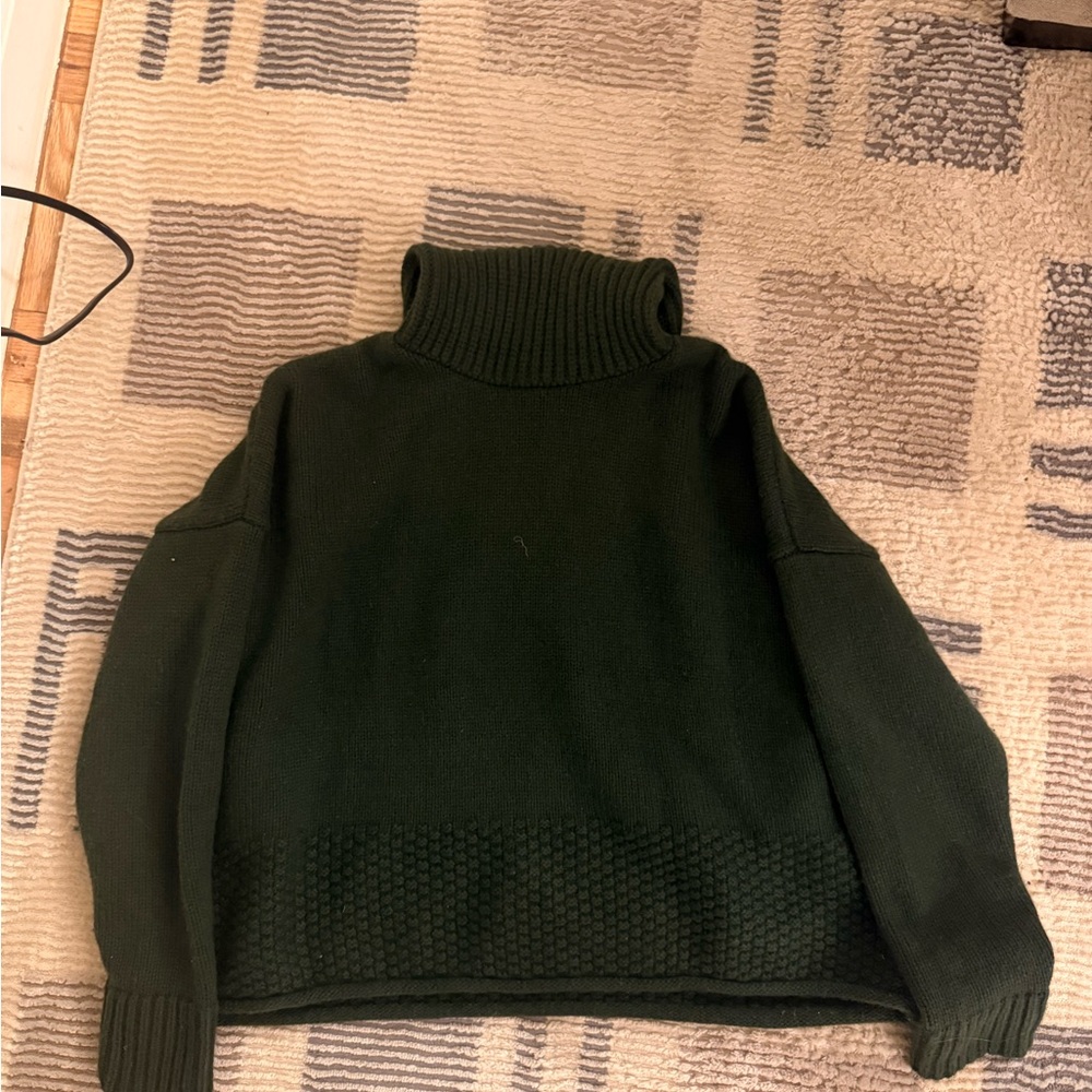 Madewell Forest Turtle Neck Green Knit Sweater
